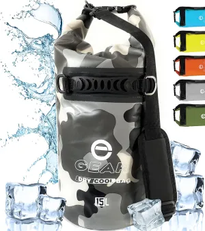 Floating Cooler Bag Roll Top Insulated Dry Backpack – Leak Proof, Collapsible, Waterproof Cooler with Padded Shoulder Strap - Perfect for Kayaking Fishing Beach Hiking -15L