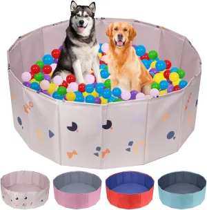 Foldable Ball Pit, Foldable Ball Pits for Dogs, Ball Pit for Dogs, Portable and Foldables Kids Ball Pits, Suitable for Indoor and Outdoor (Without Toy Ball, Khaki)