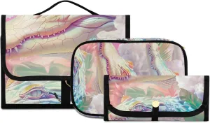 Foldable Hanging Travel Toiletry Organizer Set 3-Piece with Cosmetic Bag & Brush Holder - Crocodile (7)