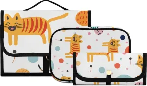 Foldable Hanging Travel Toiletry Organizer Set 3-Piece with Cosmetic Bag & Brush Holder - Cute Tiger (1)