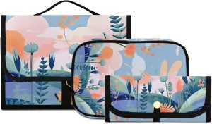 Foldable Hanging Travel Toiletry Organizer Set 3-Piece with Cosmetic Bag & Brush Holder - Dragonfly (10)