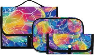 Foldable Hanging Travel Toiletry Organizer Set 3-Piece with Cosmetic Bag & Brush Holder - Football (16)