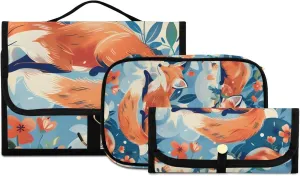 Foldable Hanging Travel Toiletry Organizer Set 3-Piece with Cosmetic Bag & Brush Holder - Fox (7)