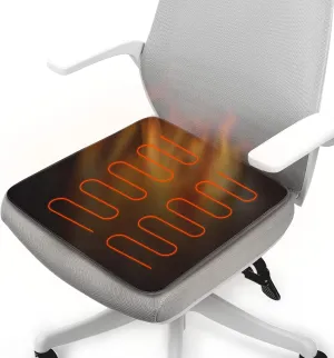 Foldable Heated Seat Cushion for Hips, Heating Chair Pad, 3 Temperature Settings with USB Port, Light & Portable - Office/Home Use Black