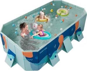 Foldable Pool, Non-Inflatable Kids' and Adults' Outdoor Swimming Pool, Hard Plastic Shell Portable Pool, Kid Pool for Backyard Dog Pools (102" x 65" x 21")
