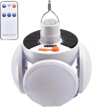 Foldable Solar Led Light Bulb with Remote, 5 Modes, Waterproof, Double Battery, Perfect for Camping & Outdoor Use
