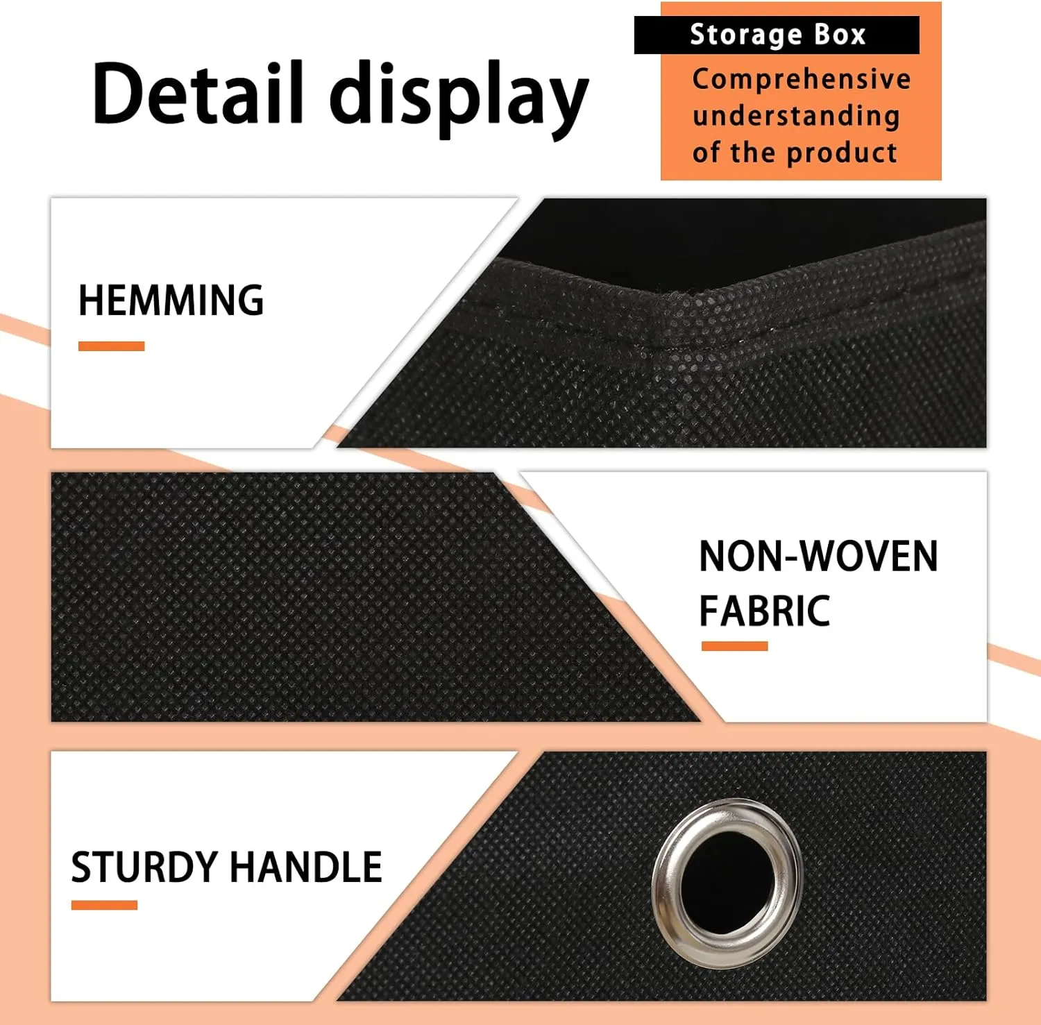 Foldable Storage Cubes Bins ,11 Inch Cloth Storage Cube Fabric Storage Box Cubes Organizer Baskets with Dual Handles for Home Organizer Set of 8 (Black)