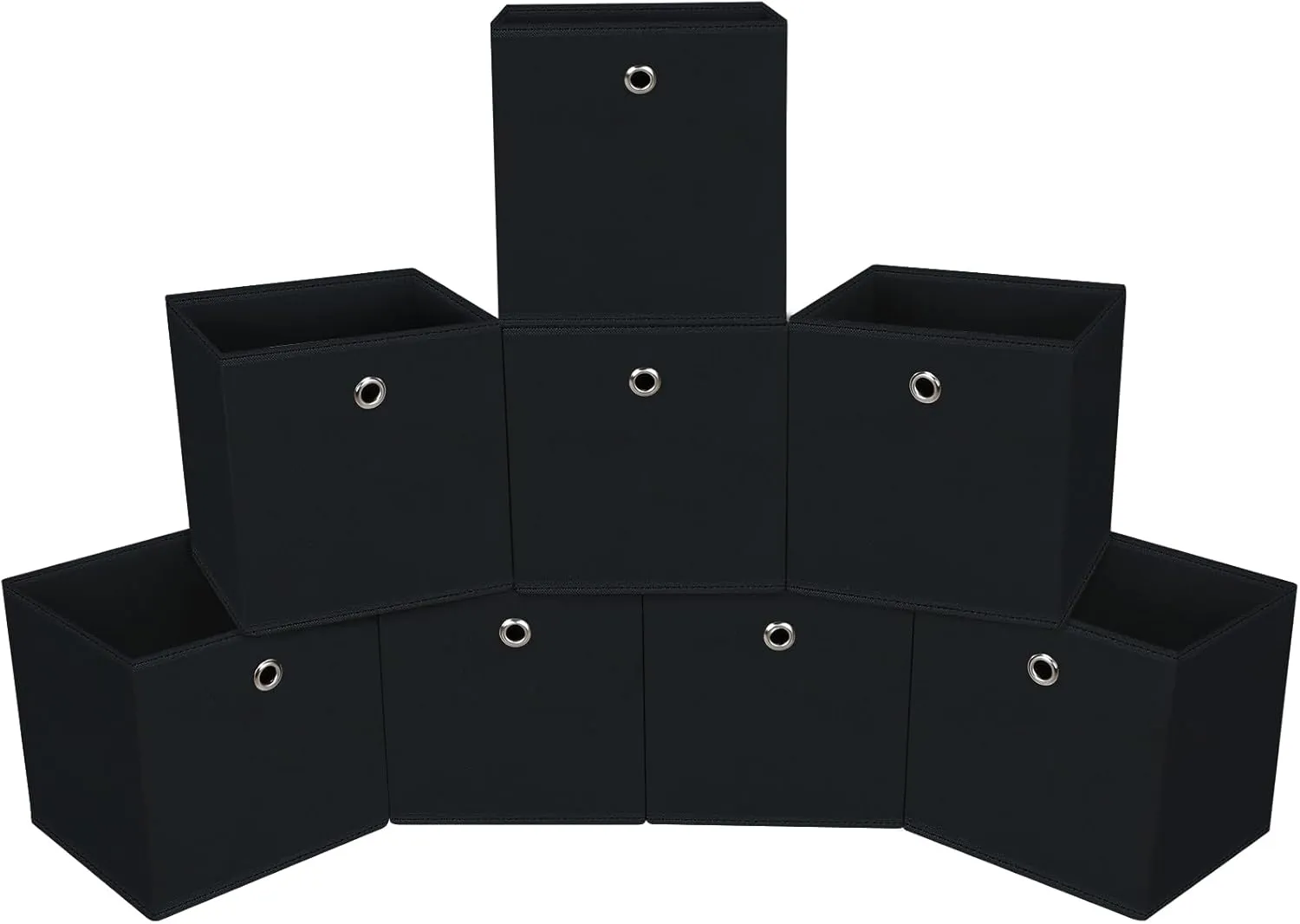 Foldable Storage Cubes Bins ,11 Inch Cloth Storage Cube Fabric Storage Box Cubes Organizer Baskets with Dual Handles for Home Organizer Set of 8 (Black)