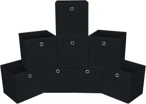 Foldable Storage Cubes Bins ,11 Inch Cloth Storage Cube Fabric Storage Box Cubes Organizer Baskets with Dual Handles for Home Organizer Set of 8 (Black)