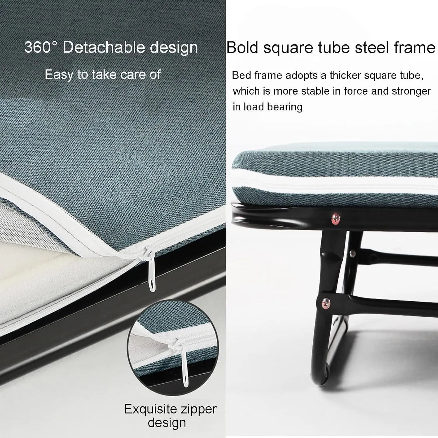 Folding Bed Camping Cot 5-Speed Adjustment Sleeping Cots with Soft Padded Cushion Folding Camping Bed for Bedroom,Office,Camp