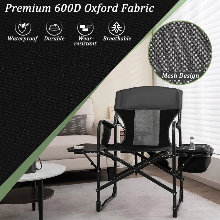 Folding Camp Chair with Cooler Bag and Folding Table - Suitable for Outdoor Camping, Beach, and Travel