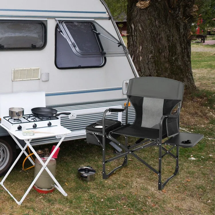 Folding Camp Chair with Cooler Bag and Folding Table - Suitable for Outdoor Camping, Beach, and Travel