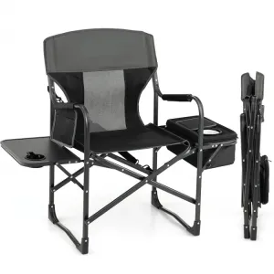 Folding Camp Chair with Cooler Bag and Folding Table - Suitable for Outdoor Camping, Beach, and Travel