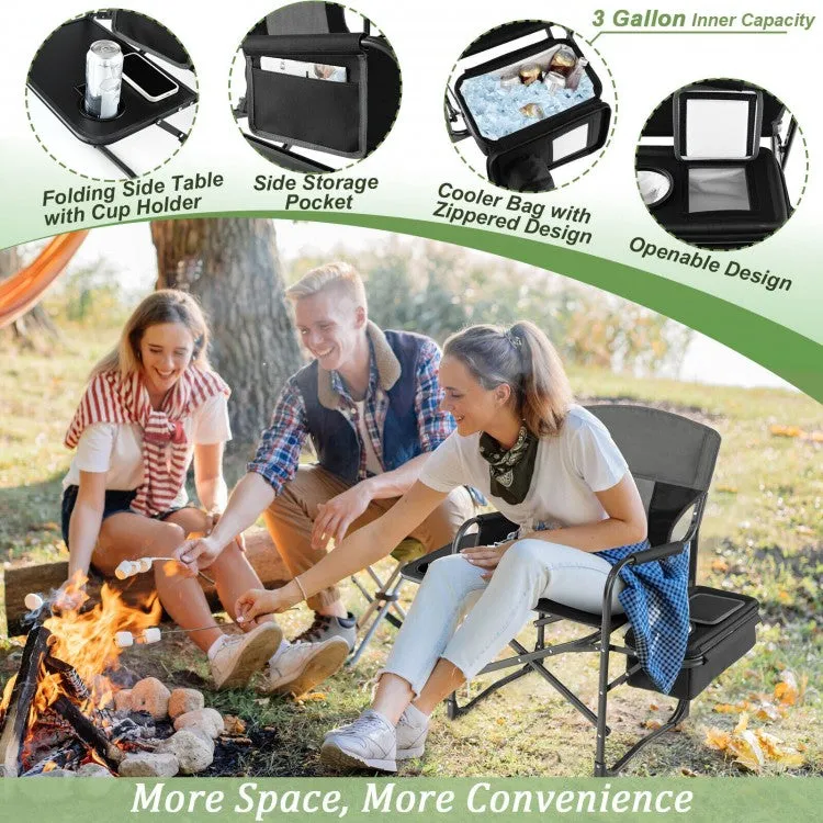 Folding Camp Chair with Cooler Bag and Folding Table - Suitable for Outdoor Camping, Beach, and Travel