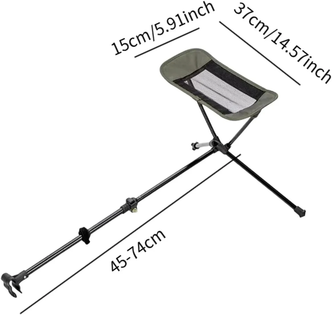 Folding Camping Chair Foot Rest Retractable 45-74cm Multipurpose Oxford Cloth Mesh Sturdy for Lazy Recliner Universal Fit, Green