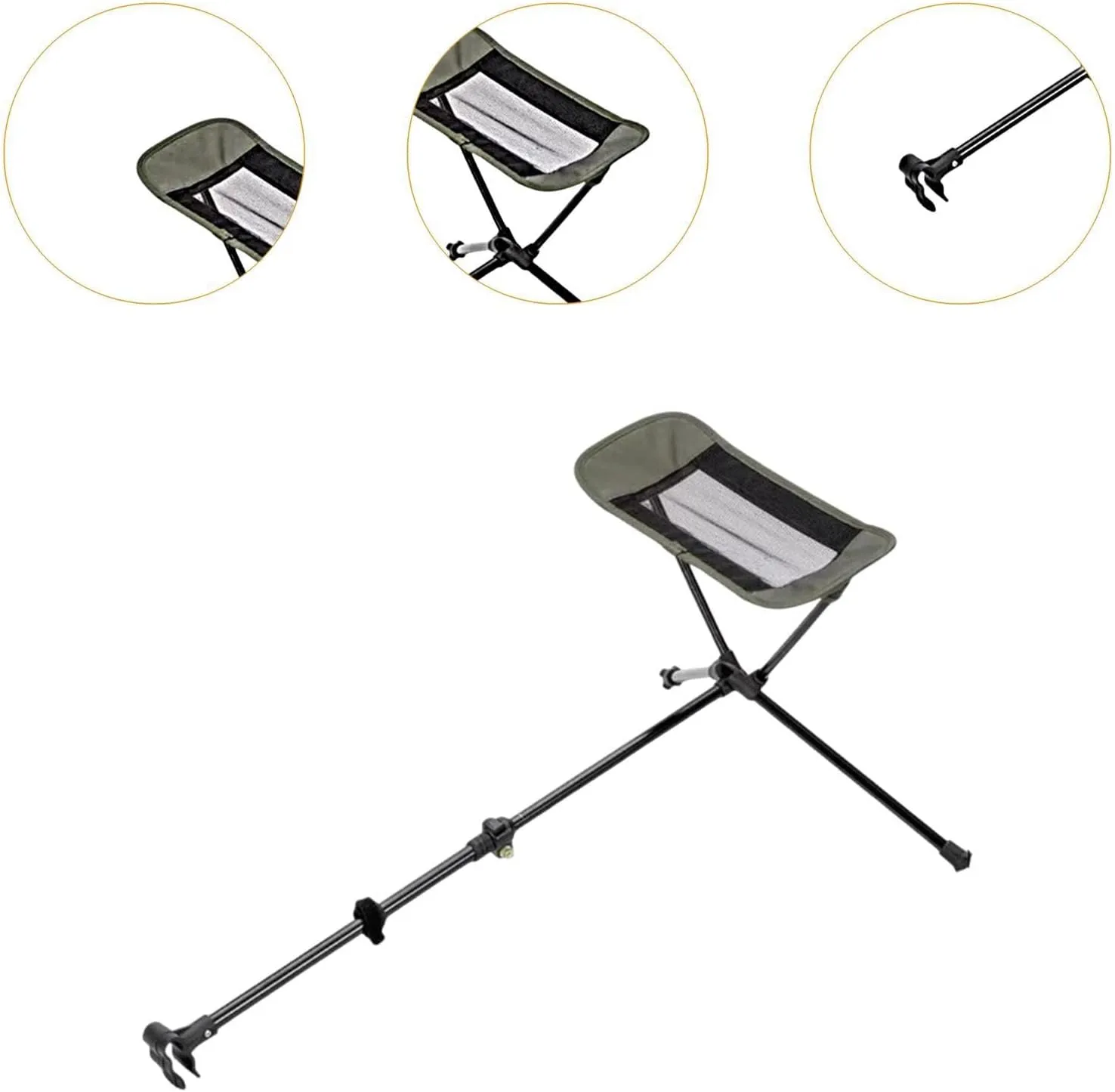 Folding Camping Chair Foot Rest Retractable 45-74cm Multipurpose Oxford Cloth Mesh Sturdy for Lazy Recliner Universal Fit, Green