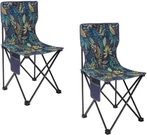 Folding Camping Chair for Adult Lightweight Portable Outside Beach Chair Leaf Blue 2 Pack