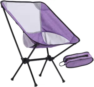 Folding Camping Chair Outdoor Moon Chair Foldable Sturdy Moon Chair Folding Chair for Garden Hiking Sporting Events Picnics, Purple White