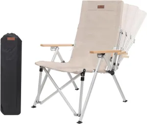 Folding Camping Chair Portable Chairs for Adults Adjustable High Back Outdoor Comfortable Chair with Storage Bag