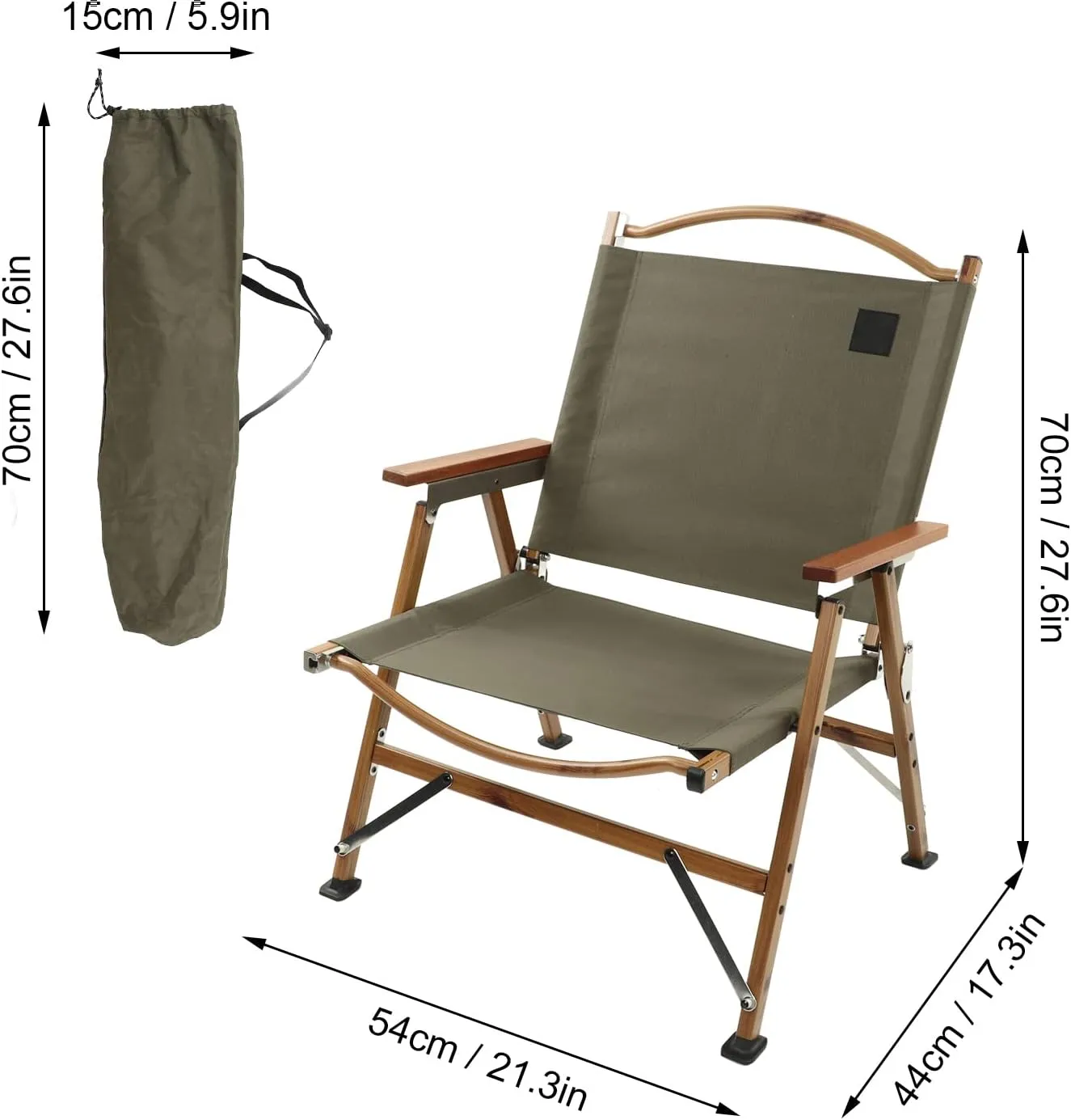 Folding Camping Chair, Portable Folding Chair with Handrail, Ultra Light Lawn Chair, 120KG Load Bearing Heavy Duty Chairs for Sports Patio Garden Beach Fishing