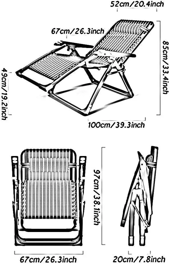 Folding Camping Chair,Deck Chairs,Metal Multi-Purpose Recliner Portable Beach Sun Garden Deck Lounge Chair Indoor Lunch Break