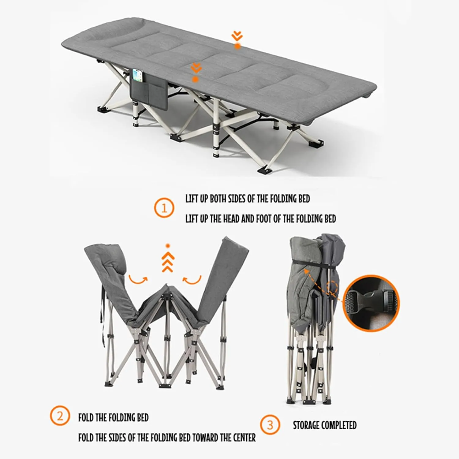 Folding Camping Cot, Portable Folding Camping Cot, Outdoor Patio Folding Lounge Chair, Perfect for Camping, Pool, Beach, Patio,Office,A