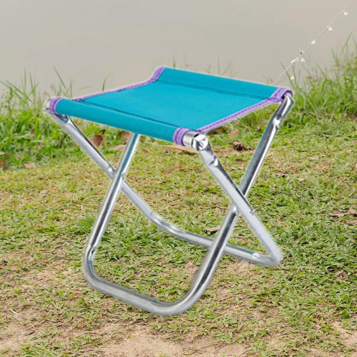 Folding Camping Stool Beach Stool Saddle Chair Foldable Footstool for BBQ Fishing, B