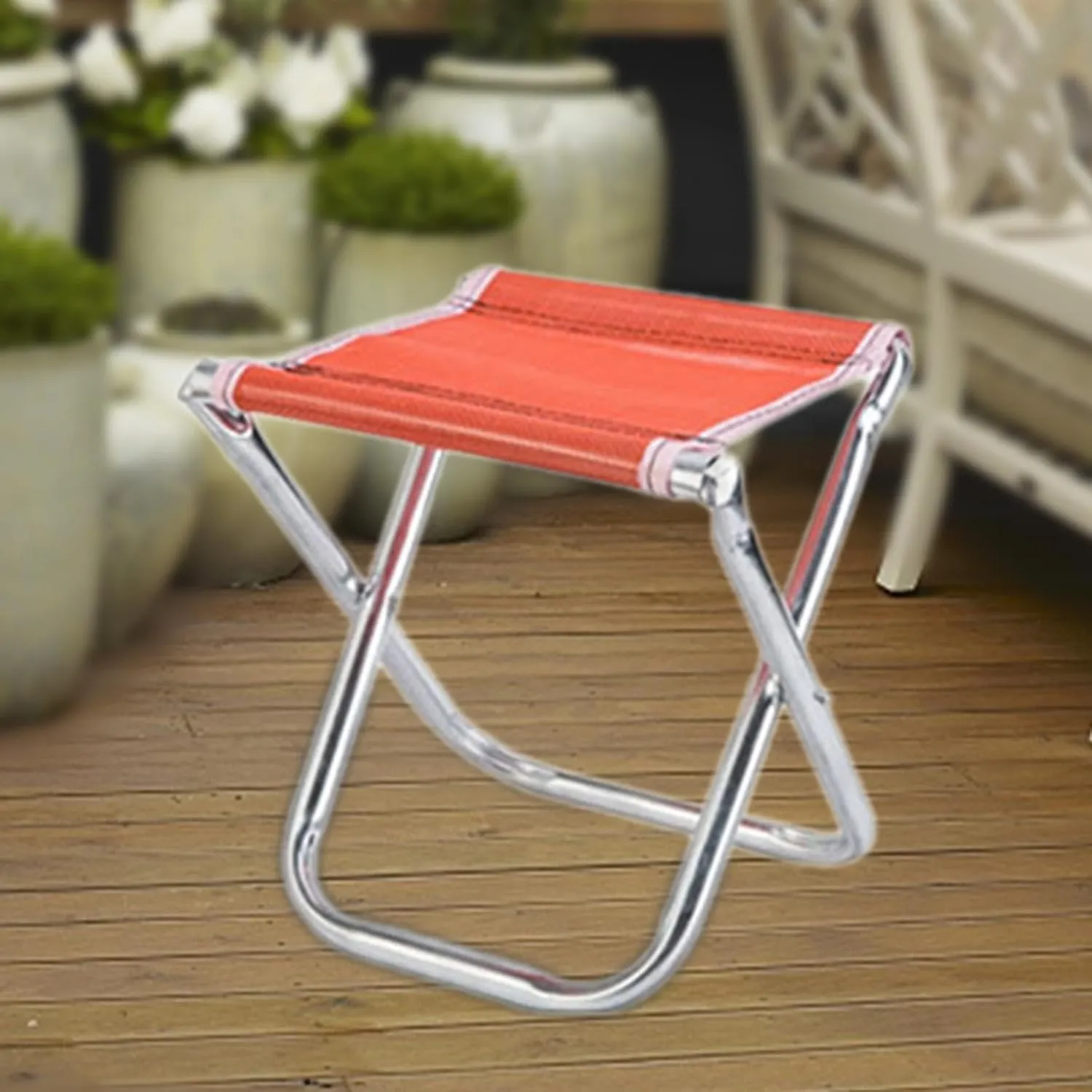 Folding Camping Stool Beach Stool Saddle Chair Foldable Footstool for BBQ Fishing, B