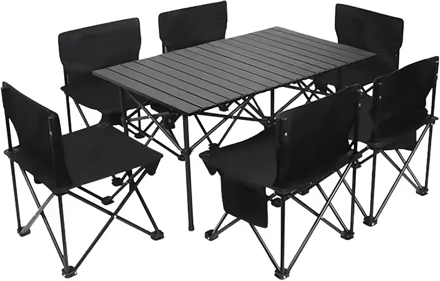 Folding Camping Table and Chairs Set - Steel Frame, Collapsible, Portable with Carry Bag Ideal for Picnics, Campsite, Fishing, Beach, Garden Furniture,Black