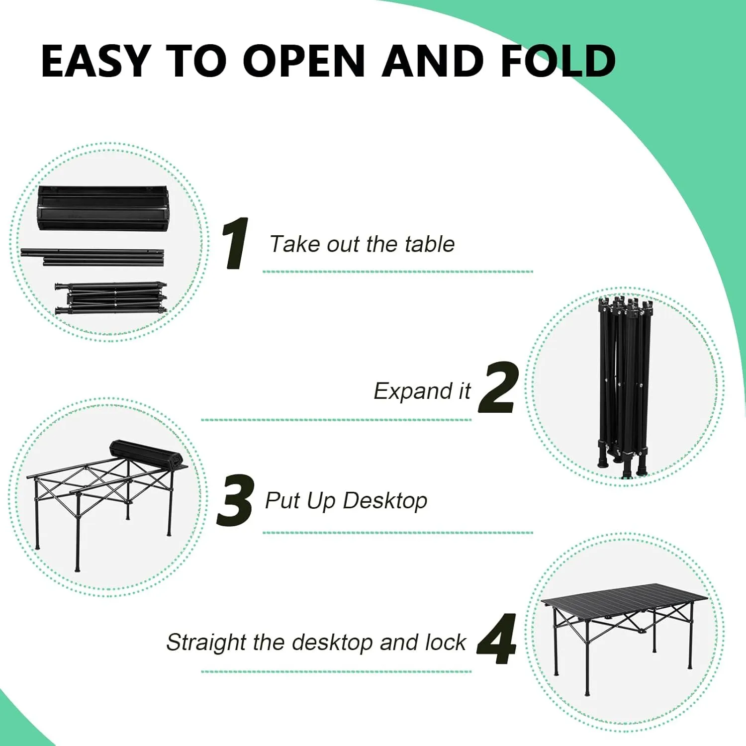 Folding Camping Table with Aluminum Top, Lightweight Portable Table for Picnic, BBQ, Cooking, and Outdoor Activities, Includes Carry Bag Light Yellow 50×53×50cm/19.7×20.9×19.7in