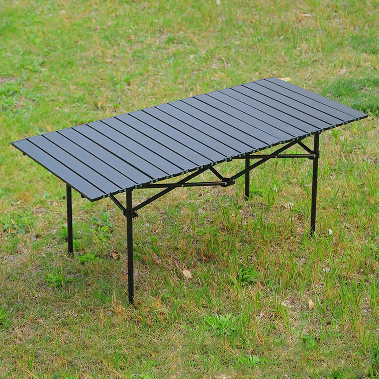 Folding Camping Table with Aluminum Top, Lightweight Portable Table for Picnic, BBQ, Cooking, and Outdoor Activities, Includes Carry Bag Light Yellow 50×53×50cm/19.7×20.9×19.7in