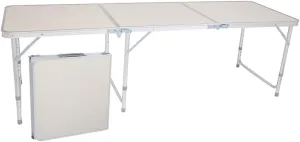 Folding Camping Table,4FT Aluminum Folding Picnic Table with 3 Adjustable Height,Heavy Duty 3 Fold Utility Table,Indoor Outdoor Portable Lightweight Beach Accessories with Carrying Handle (White)
