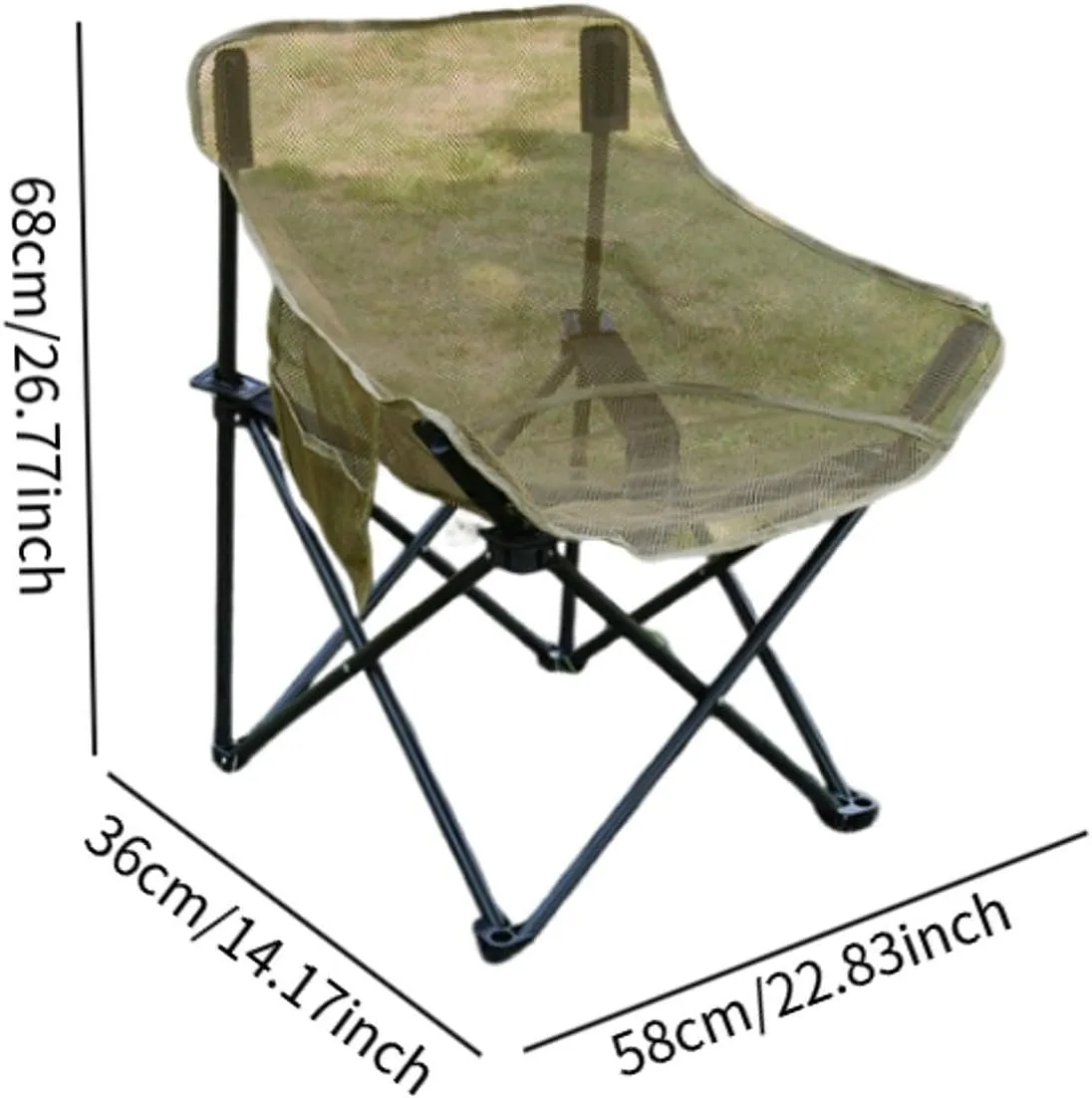 Folding Chair Camping Chair Foldable Heavy Duty Breathable with Carrying Bag for Adults for Yard Fishing Garden Hiking BBQ, Khaki
