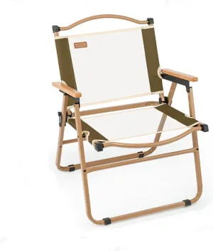Folding Chair, Camping Chair Portable Mesh Breathable with Wooden Armrests Backrest Chair for Camping Garden Fishing Terrace