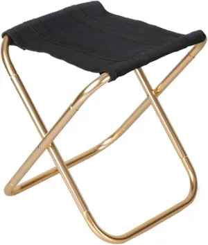 Folding Chair Outdoor Camping Chair Golden Aluminum Alloy Folding Chair with Bag Stool Seat Fishing Camping Practical(Golden)