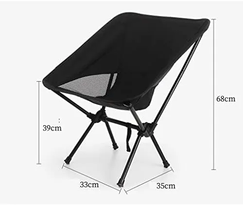 Folding Chair Portable Camping Fishing Bench Picnic Leisure Recliner Camping Chair(Color:Black)
