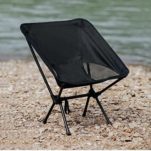 Folding Chair Portable Camping Fishing Bench Picnic Leisure Recliner Camping Chair(Color:Black)