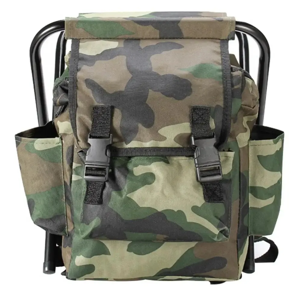 Folding Chair Portable Outdoor Camouflage Backpack Large Capacity Waterproof Practical Camping Fishing Accessories 접이식 의자 배낭