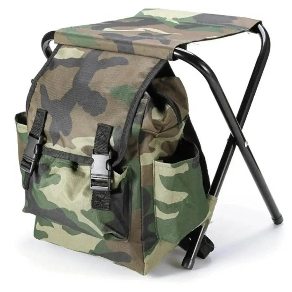 Folding Chair Portable Outdoor Camouflage Backpack Large Capacity Waterproof Practical Camping Fishing Accessories 접이식 의자 배낭