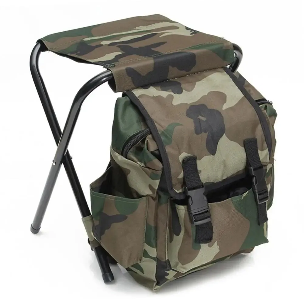 Folding Chair Portable Outdoor Camouflage Backpack Large Capacity Waterproof Practical Camping Fishing Accessories 접이식 의자 배낭