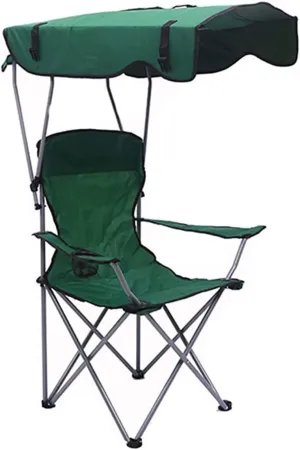 Folding Chairs Camping Chair with Shade Canopy Chair, Folding Recliner, Adjustable Outdoor Beach Lightweight Sunshade Folding Chairs Portable Camping Chair(Green)