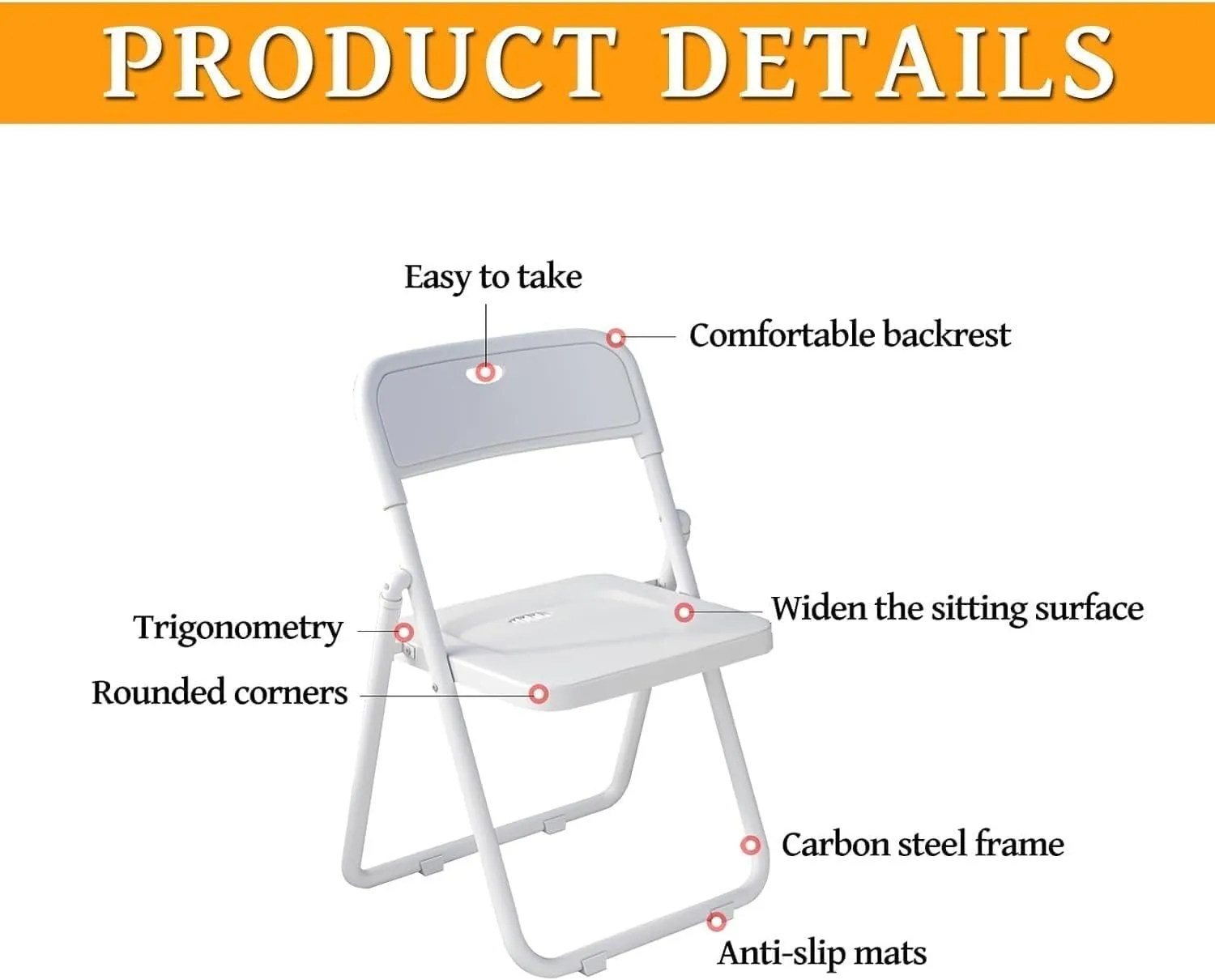Folding Chairs for Outside, No Assembly Required, Portable Outdoor Beach Events, Office, Weddings, Parties, Picnics, and Dining(Orange)