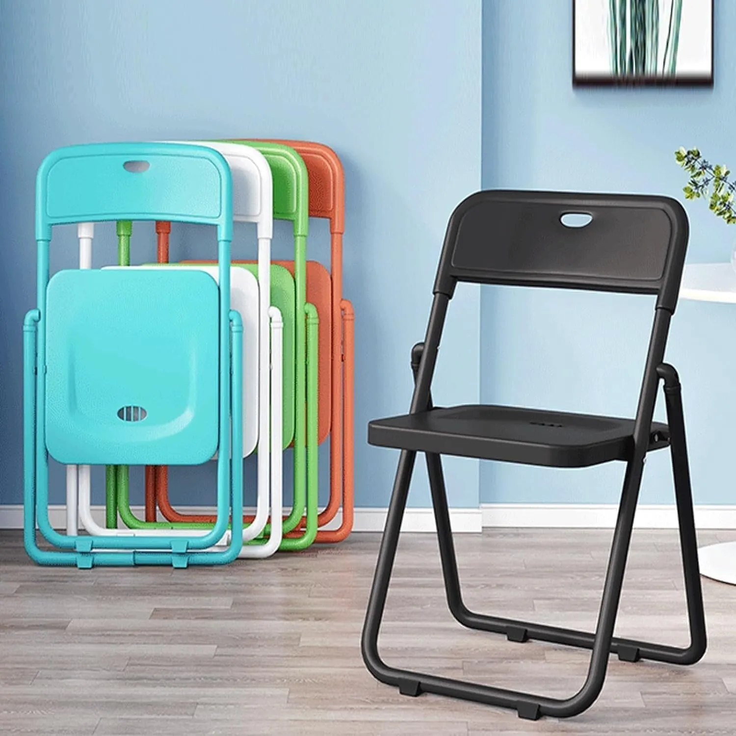 Folding Chairs for Outside, No Assembly Required, Portable Outdoor Beach Events, Office, Weddings, Parties, Picnics, and Dining(Orange)