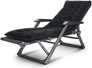 Folding Gravity Lounge Chair Deck Cotton Cushion Adjustable Reclining Garden Outdoor Patio Sun Loungers Outdoor