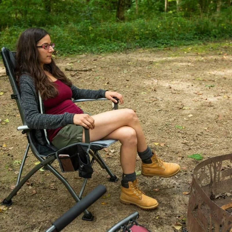 Folding High Back Outdoor Portable Camping Chair w/ Headrest & Cup Holder, Black