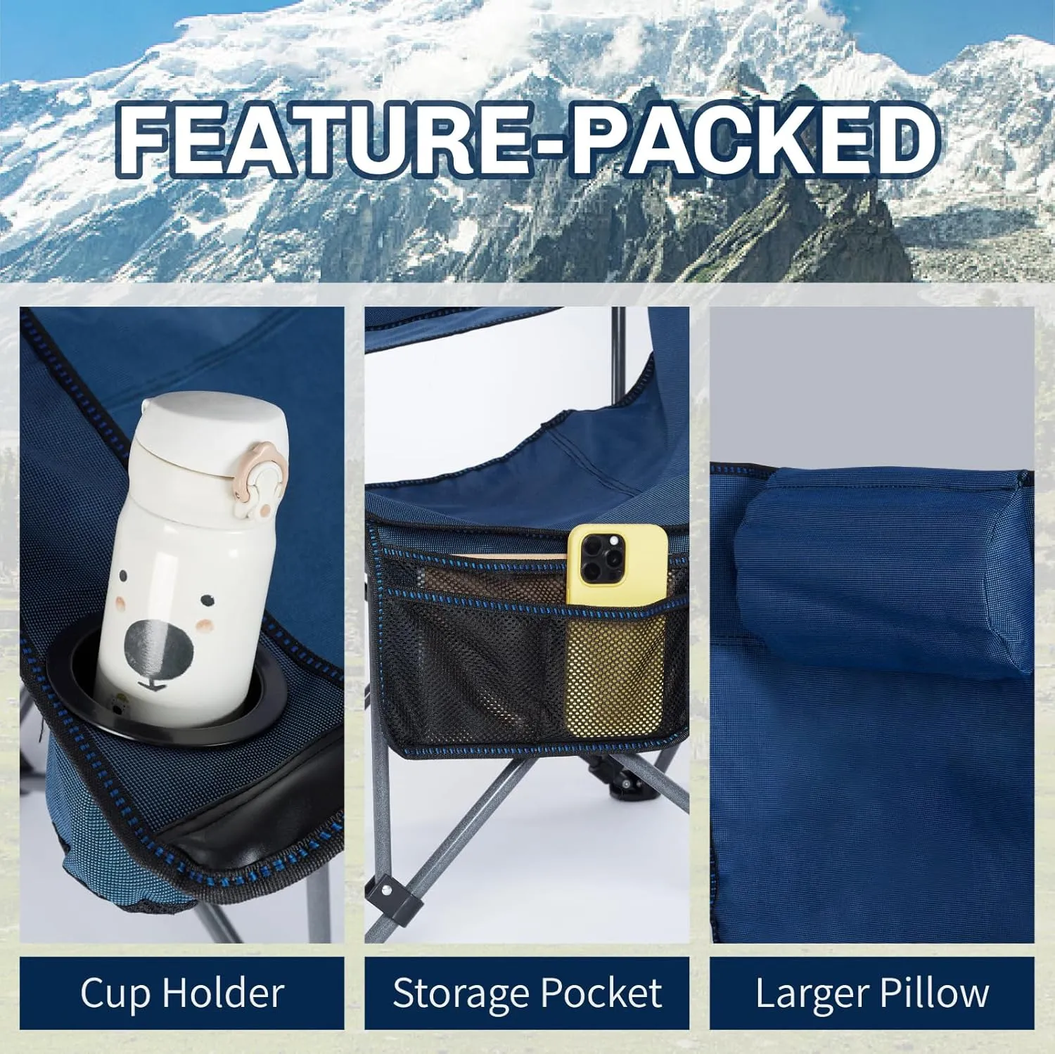 Folding Reclining Camping Chairs Footrest: 3 in 1 Portable Beach Lounge Chair Tanning Chairs with Backpack Lay Flat Lawn Chair Camping Furniture Camp Fishing Outdoor Carry Bag (Cloth Back, Grey)