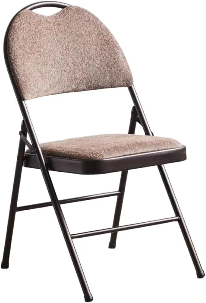 Folding Rest Chair, Foldable Chair Padded Camping Chair with Metal Frame, Computer Desk Chairs Thick Padded Seat for Outdoor and Indoor Home Office(Brown-2)
