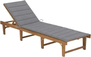 Folding Sun Lounger with Cushion Solid Acacia Woodrecliner Patio Camping Chairs Tanning chairSuitable for Garden Courtyard