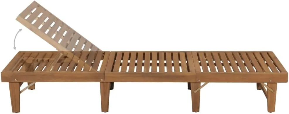 Folding Sun Lounger with Cushion Solid Acacia Woodrecliner Patio Camping Chairs Tanning chairSuitable for Garden Courtyard