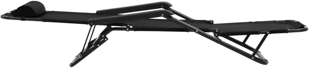 Folding Sun Loungers 2 pcs with Footrests Steel BlackLuxury Sun Loungers with Adjustable Backrest and Cushioned Seat